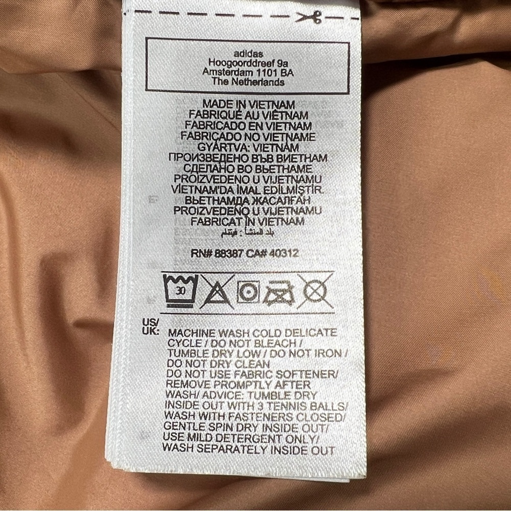 Adidas by Stella McCartney Tan Hooded Puffer Jacket, Size Small - Picture 14 of 16